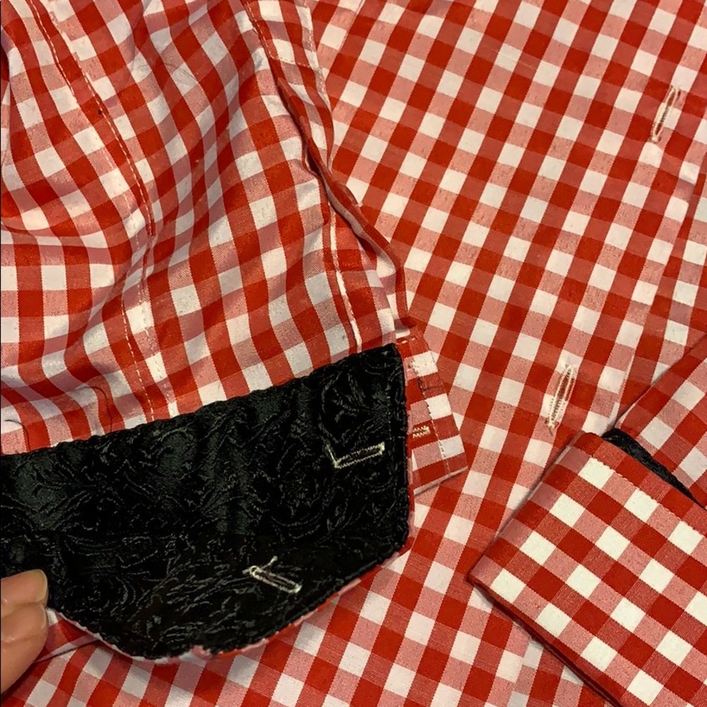 Red/white checkered button down - Picture 3 of 3
